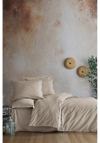 Resim %100 Pamuk Tek Kişilik Düğmeli Nevresim Seti Arsida V6 Bej 