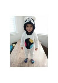 Resim Mj Kids Unisex Bebek Welsoft Peluş Mont-tulum Kapüşonlu Fermuarlı Ekru 