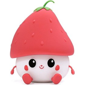 Resim Kırmızı Silikon Çilek Led Gece Lambası Usb Şarj Edilebilir Lamba Bebek Kızın Hediyesi İçin Sevimli Gece Lambaları Kırmızı 