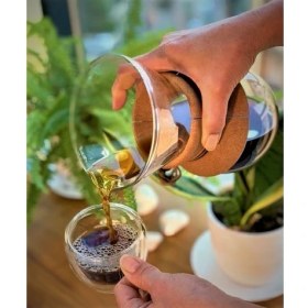 Resim Linan Ware Chemex Filtre Kahve Demleme, Çelik Filtre Aparatlı, Isıya Dayanıklı Borosilikat Cam 600 ml 