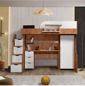 Resim Ranza, Litera Ranza Dolap Çalışma Masası Koyu Ceviz-beyaz 90 X 190 CM 