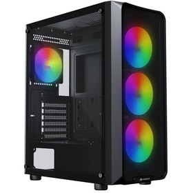 Resim Gamebooster Round A650b 600w Apfc Usb 3.0 Mesh 4 Rainbow Fanlı Mid-t Atx Gaming Siyah Kasa 
