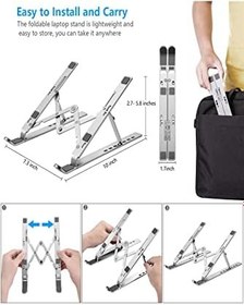 Resim TahTicMer Alüminyum Alaşımlı 7 Seviye Ayarlanabilir Telefon Tablet Notebook Taşıma Çantalı Masaüstü Standı 