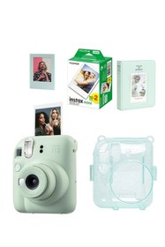 Resim Fujifilm Instax Mini 12 Yeşil Fotoğraf Makinesi Simli Pleksi Kılıf Pvc Albüm 20'li Film Ve Çerçeveli Hediye S 
