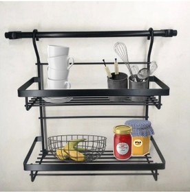 Resim Ferforje Siyah Sepet Askı Ve Kanca Baharatlık 