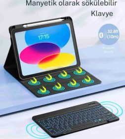 Resim Samsung Galaxy Tab S6 Lite P610/p615/p613/p619 Uyumlu Klavyeli Tablet Kılıfı Klavye + Stand 