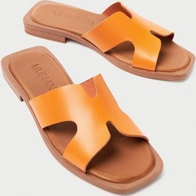Resim Mubiano Hakiki Deri Mbgvn656orj Kadın Oranj Düz Terlik Oranj 