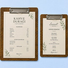 Resim Sıkıştırmalı Hesap Sümeni | Kafe ve Restoranlar İçin A4-A5 Klipsli Menü Fiyat Listesi ve Kıskaçlı Bilgilendirme Tutucu - 10 / A4 