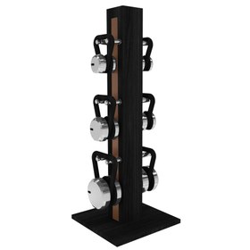 Resim Pent LOVA Set - Kettlebells Dikey Ahşap Stand | Set - Brown / Black Ash 