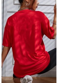 Resim Unisex Woman One Line Baskılı Tasarım Tshirt Kırmızı 