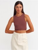 Resim Dilvin 30114 Crop Top-kahve 