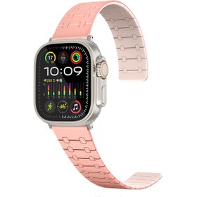 Resim Apple Watch 42mm Zore KRD-111 Çizgili Desenli Silikon Kordon-Pembe 