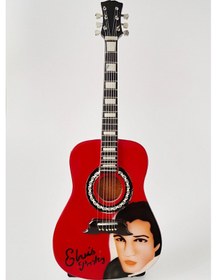 Resim El Yapımı 1/4 Ölçek Minyatür Elektro Akustik Gitar Elvis 