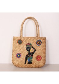 Resim Mylamp Fancy Rattan El Boyaması Çanta 36x35x56 Cm MIX 