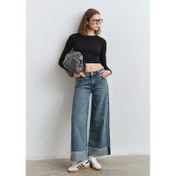 Resim Mavi Emilia Dark Used Classic Kadın Jean Pantolon (M1012641-90118) 