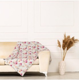 Resim Modern Gül Desen Dokuma Dijital Baskılı Kadife Şönil Koltuk Şalı 