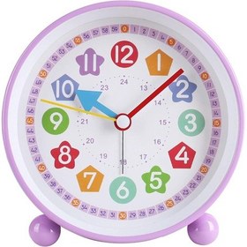 Resim Çocuk Saati Sevimli Hayvan Öğrenme Saati Gece Lambasıyla Sessiz, Çocuk Yatak Odası Çalışma Masası Komodin İçin Uygun Mor 