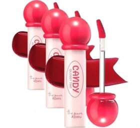 Resim Uzun Süre Kalıcı, Parlak Bitişli, Su Bazlı Tint A'pıeu The Pure Candy Tint No.01 Cherry (3 Paketi) 