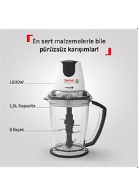 Resim Tefal Masterchop Powelix Extra 6 Bıçaklı 1,5 L Hazneli 1000 W Doğrayıcı 