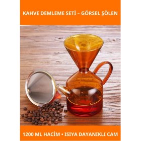 Resim Letsii Estetik Cam Retro Kahve Demleme Aleti 1200 ml 