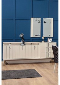 Resim Modalife Vivaldi Aynalı 3 Kapaklı 3 Çekmeceli Konsol Vizon 