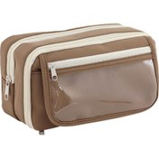 Resim Dolıty Kalem Kutusu Tuvalet Çantası Fermuarlı Tuval Kahverengi 