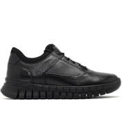 Resim Derimod Erkek Siyah Bağcıklı Kalın Tabanlı Deri Casual Sneaker,Kışlık Spor Ayakkabı 25WFD6418FT 