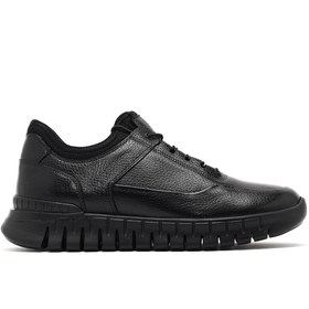 Resim Derimod Erkek Siyah Bağcıklı Kalın Tabanlı Deri Casual Sneaker,Kışlık Spor Ayakkabı 25WFD6418FT 