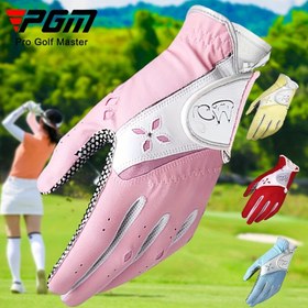 Resim 2 Adet PGM Kadın Golf Eldiveni - Kaymaz Tutuşlu Yumuşak ve Nefes Alabilir, Pembe Çiçek Desenli, Dış Mekan Sporları ve Golf Aksesuarları İçin Mükemmel 