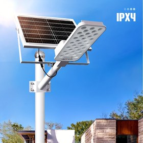Resim Ultra Parlak Güneş Enerjili Dış Mekan Sokak Lambası Uzaktan Kumanda ile, 6000mAh Pil, Eşit Aydınlatma için Petek Tasarımı, Bahçeler, Park Alanları ve Ticari Caddeler için İdeal, Güneş Enerjili Dış Mekan Işıkları 
