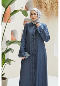 Resim Neways 6615-denim Fırfırlı Ferace Koyu Mavi Koyu Mavi 