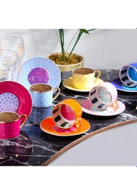 Resim Kosova Fnc-07 6'lı Bone China Puantiyeli Fincan Takımı 90 cc 