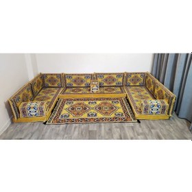 Resim Coton Şark Köşesi Şirine Desenli Minder Takımı Sarı 15 Parça 