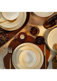 Resim Kütahya Porselen Bone Lilyum Bakır File 24 Parça Yemek Takımı 