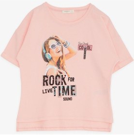 Resim Breeze Kız Çocuk Tişört Havalı Rockçı Kız Baskılı 9-16 Yaş, Somon-Somon 