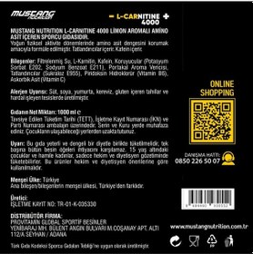 Resim Mustang Nutrition L-carnitine 4000 Mg 1000 Ml 2 Li Avantaj Paketi 33 Servis Limon + 2 X L-karnitin Shot Hediyeli 