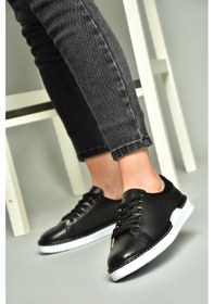 Resim Fox Shoes U555025203 Siyah Hakiki Deri Kadın Spor Ayakkabı Sneakers Siyah-hakiki Deri Çok Renkli 