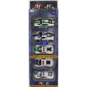 Resim Sürtmeli Die Cast 5'li Metal Polis Araçları 