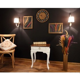 Resim Wooding Çekmeceli Masif Beyaz Ceviz Komodin Yan Sehpa (548590207) 