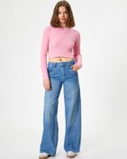 Resim Bisiklet Yaka Crop Triko Kazak Slim Fit 
