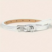 Resim Gümüş Küçük Kemer Kadın Kemer Küçük Bel Mühür Düğmesi Küçük Kemer 62-92cm Bel için Uygun Küçük Bel Mühür Elbise Bel Kemer İnç Gömlek Süsleme Kemer Moda Yüksek Kaliteli Gümüş Küçük Kemer Pantolon Kemer 