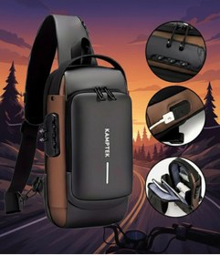 Resim kamptek kamp teknolojisi Sportif Motorcu Fonksiyonel Powerbank Destekli Şifreli Göğüs El Sırt Çantası Fonksiyonel 