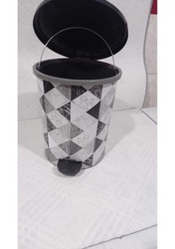 Resim Desenli Pedallı Çöp Kovası No:3 Mrd153 Altın - Krem 