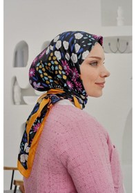 Resim Afvente Çiçek Desen Soft Pamuk Eşarp Sarı 