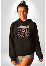 Resim Bugün Değil Kadın Erkek Siyah Kapüşonlu Sweatshirt Hoodie Siyah 
