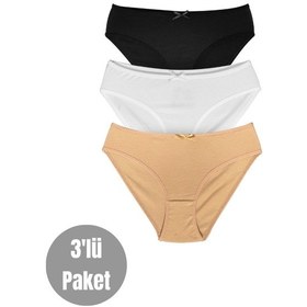 Resim Alya Underwear Kız Çocuk Kalpli Dokuma Lastik Pamuklu Kumaş Slip Külot 5'li Paket 5 Adet Beyaz Siyah Beyaz Ten T01 
