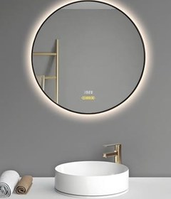 Resim Akıllı Ayna Buhar Tutmayan Hareket Sensörlü 3 Renk Ledli Banyo Aynası Duvar Ofis Lavabo Aynası 80 Cm 