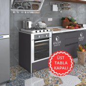 Resim Kenzlife ankastre modülü kabini neon gri fırın ocak dolabı sabit tabla 