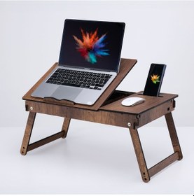 Resim Vigo Wood Katlanır Ayaklı Ayarlanabilir Laptop Sehpası Ceviz 