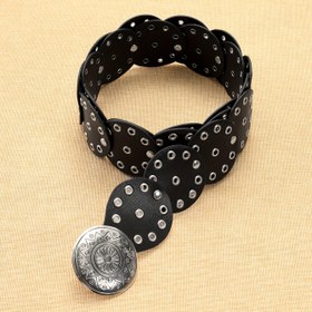 Resim 1 Adet Vintage Bohemian Kemer Tokası - Metalik Perçinli ve Alaşımlı Merkez, Siyah, Günlük Kullanım, Randevular ve Seyahat için Unisex Aksesuar 